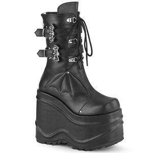 Demonia Wave-150 Black Vegan Gothic Rave Platform Boots
